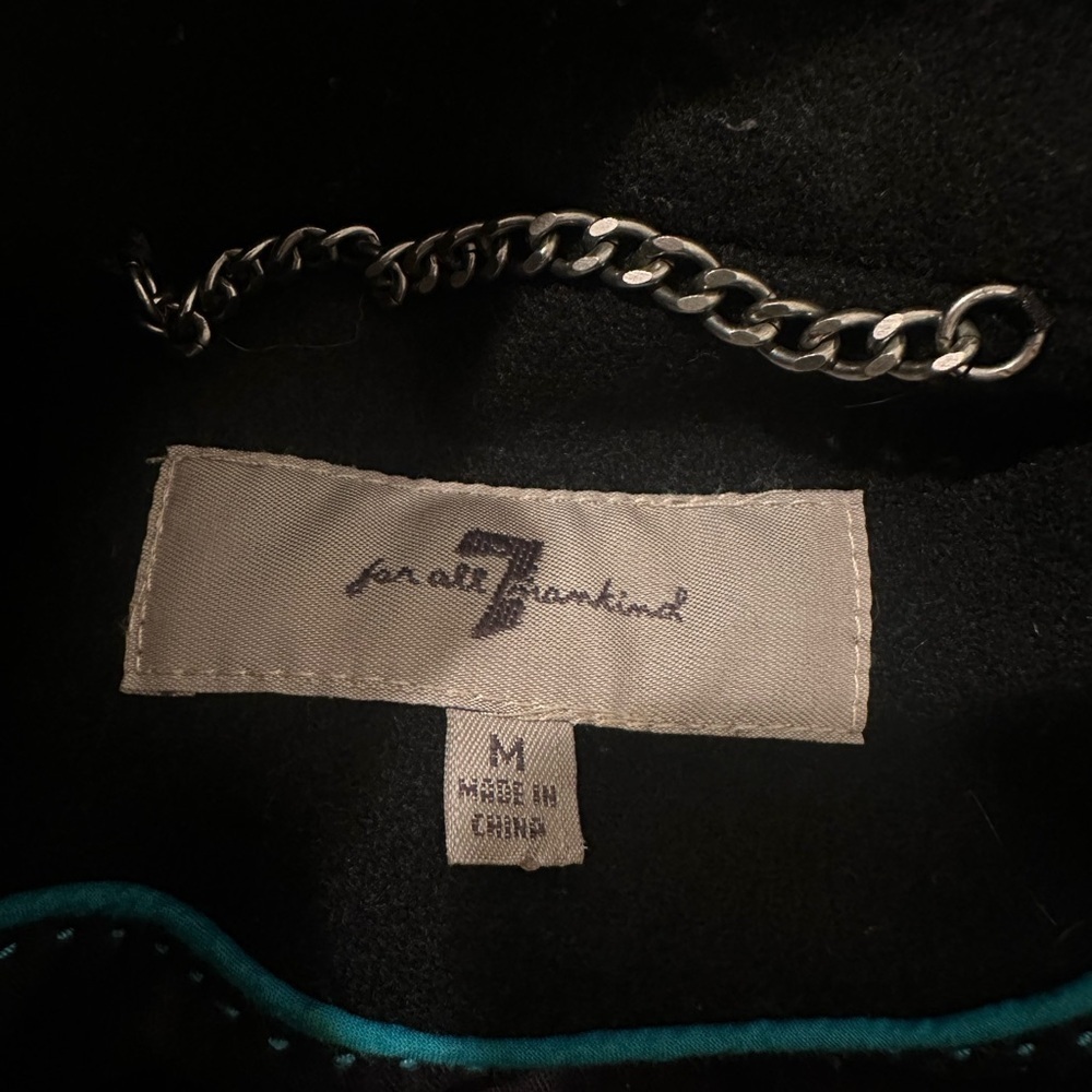 7 For All Mankind Men’s Black Peacoat Wool Large Zippers Old Money Sz M - Picture 11 of 12